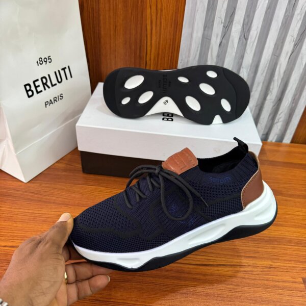 Berluti Men's Shadow Knit And Leather Sneakers